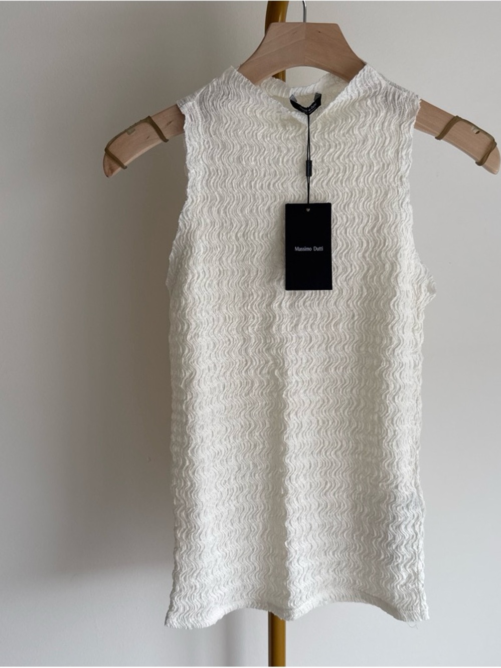 Massimo Dutti Textured Strapless Top in White